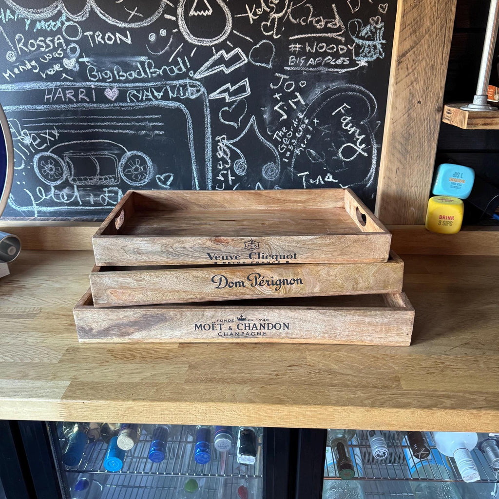 Natural Wood Serving Trays Set of 3