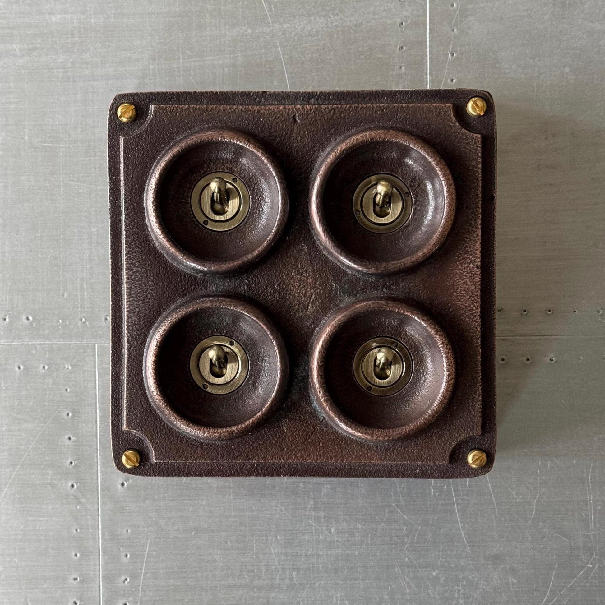 Antique Copper 4 Gang 2 Way Industrial Light Switch