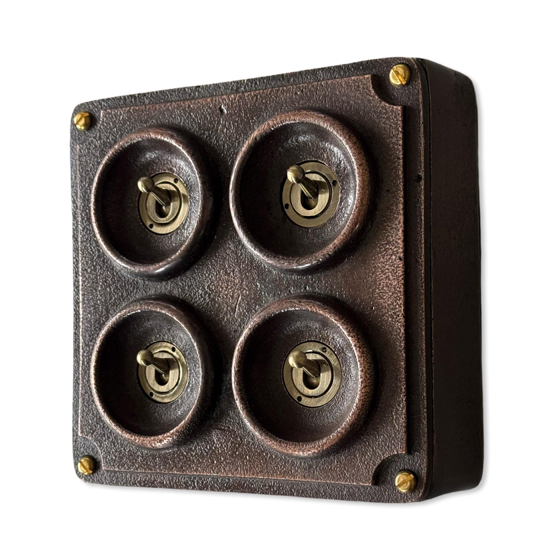 Antique Copper 4 Gang 2 Way Industrial Light Switch