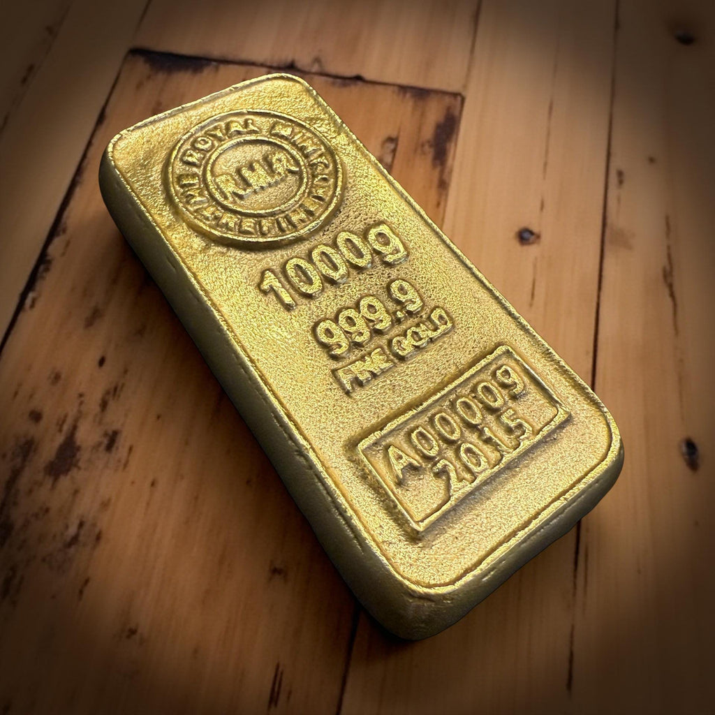 Cast Iron Gold Bullion Bar Paperweight