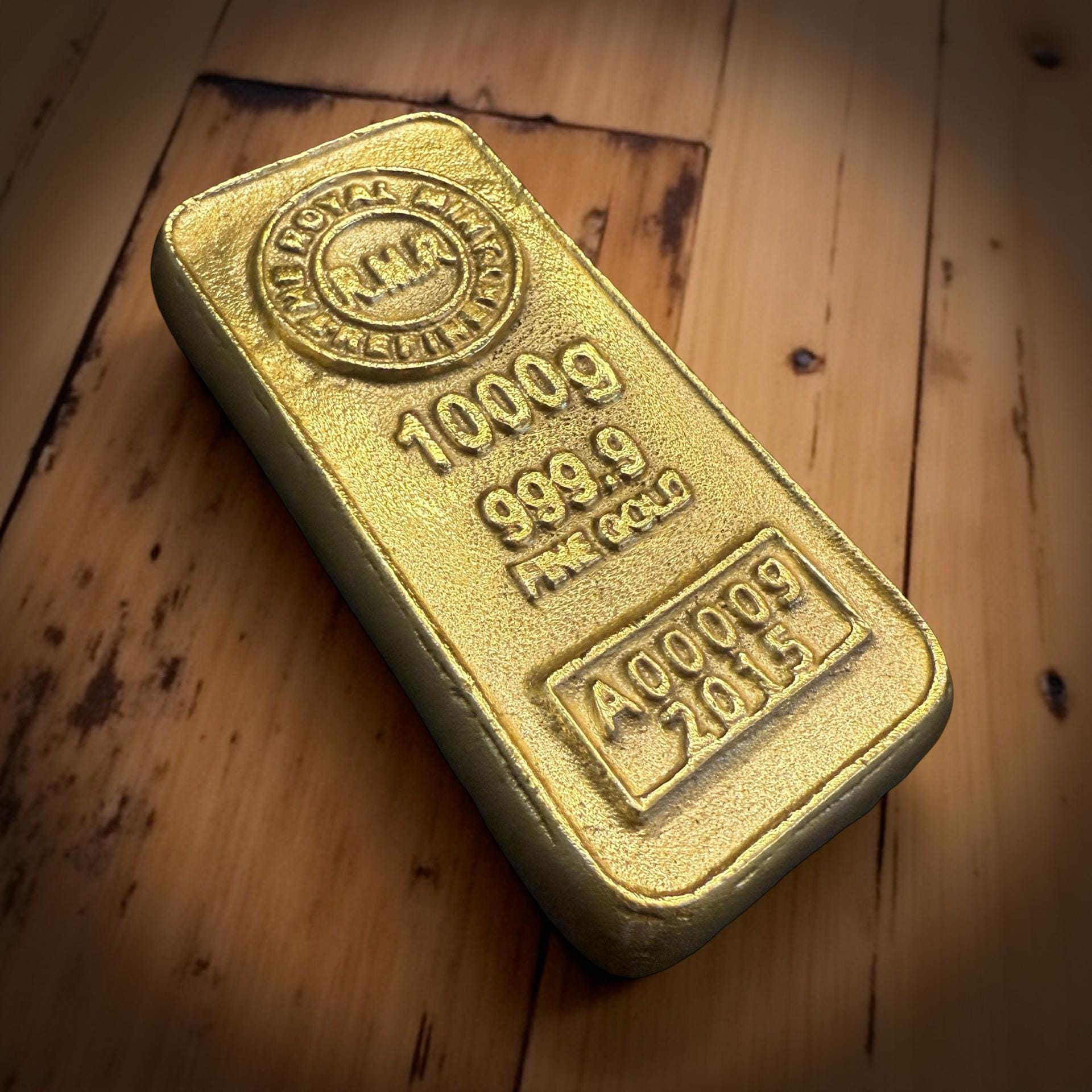 Cast Iron Gold Bullion Bar Paperweight