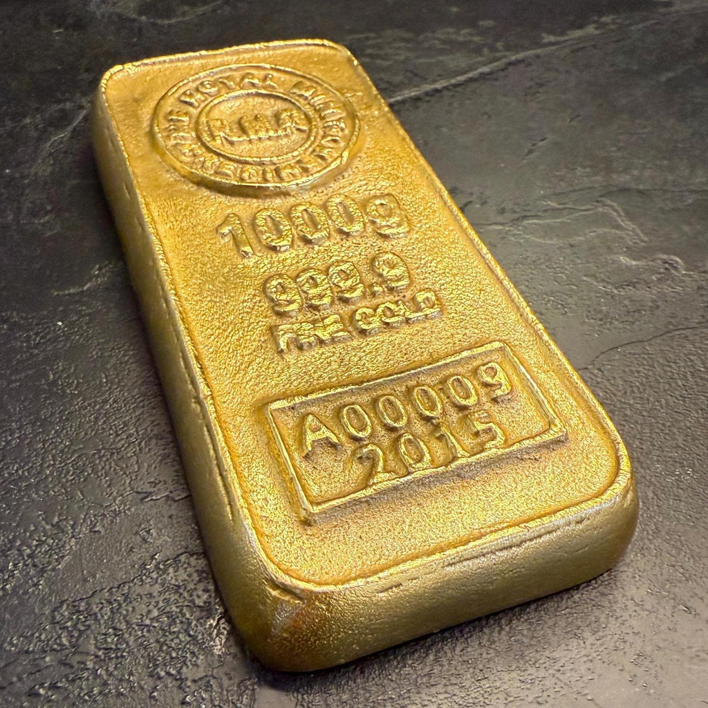 Cast Iron Gold Bullion Bar Paperweight