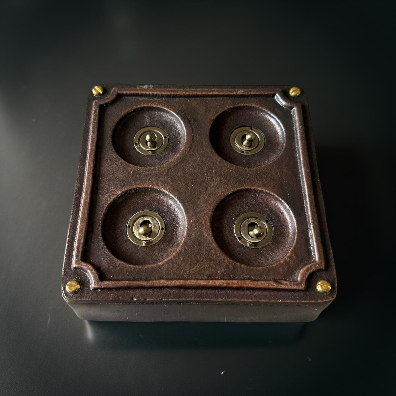 4 Gang 2 Way Antique Copper Metal Surface Light Switch Industrial Vintage