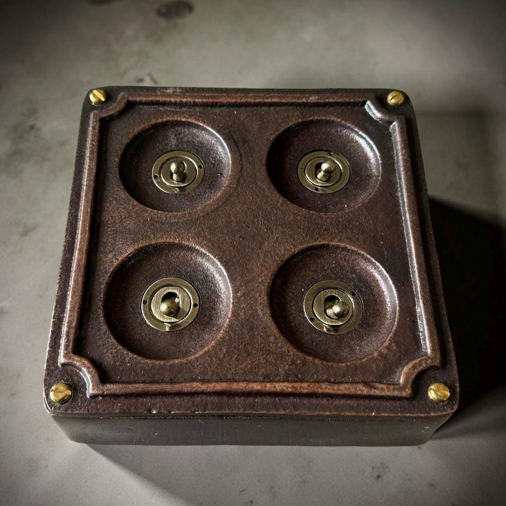 4 Gang 2 Way Antique Copper Metal Surface Light Switch Industrial Vintage