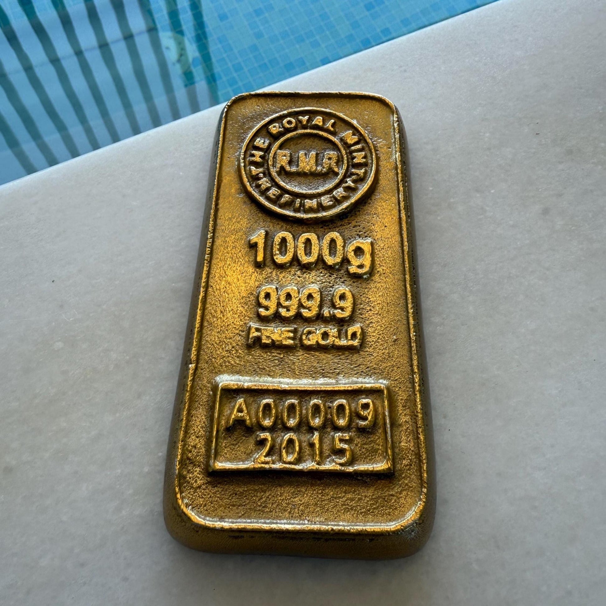 Cast Iron Gold Bullion Bar Paperweight