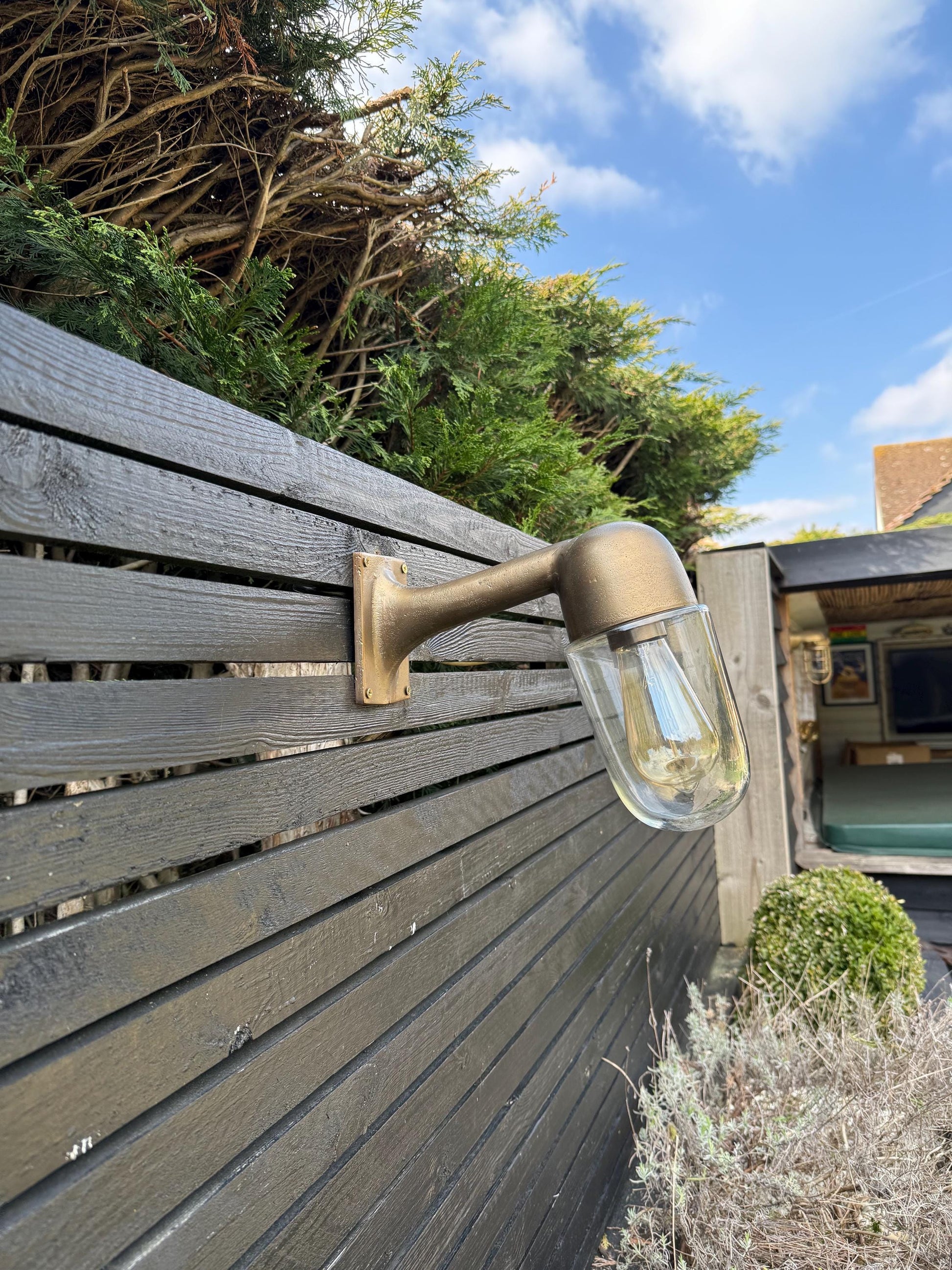 Raw Antique Brass Bulkhead Outdoor and Bathroom Sconce Wall Light