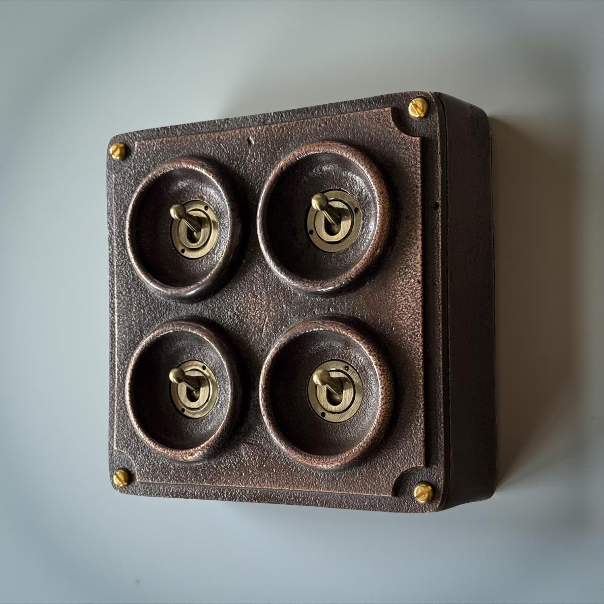 Antique Copper 4 Gang 2 Way Industrial Light Switch