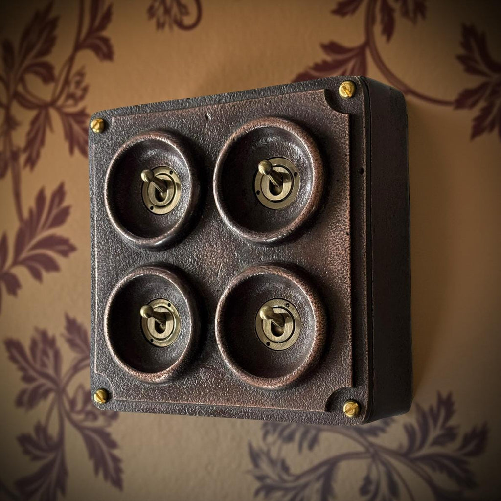 Antique Copper 4 Gang 2 Way Industrial Light Switch