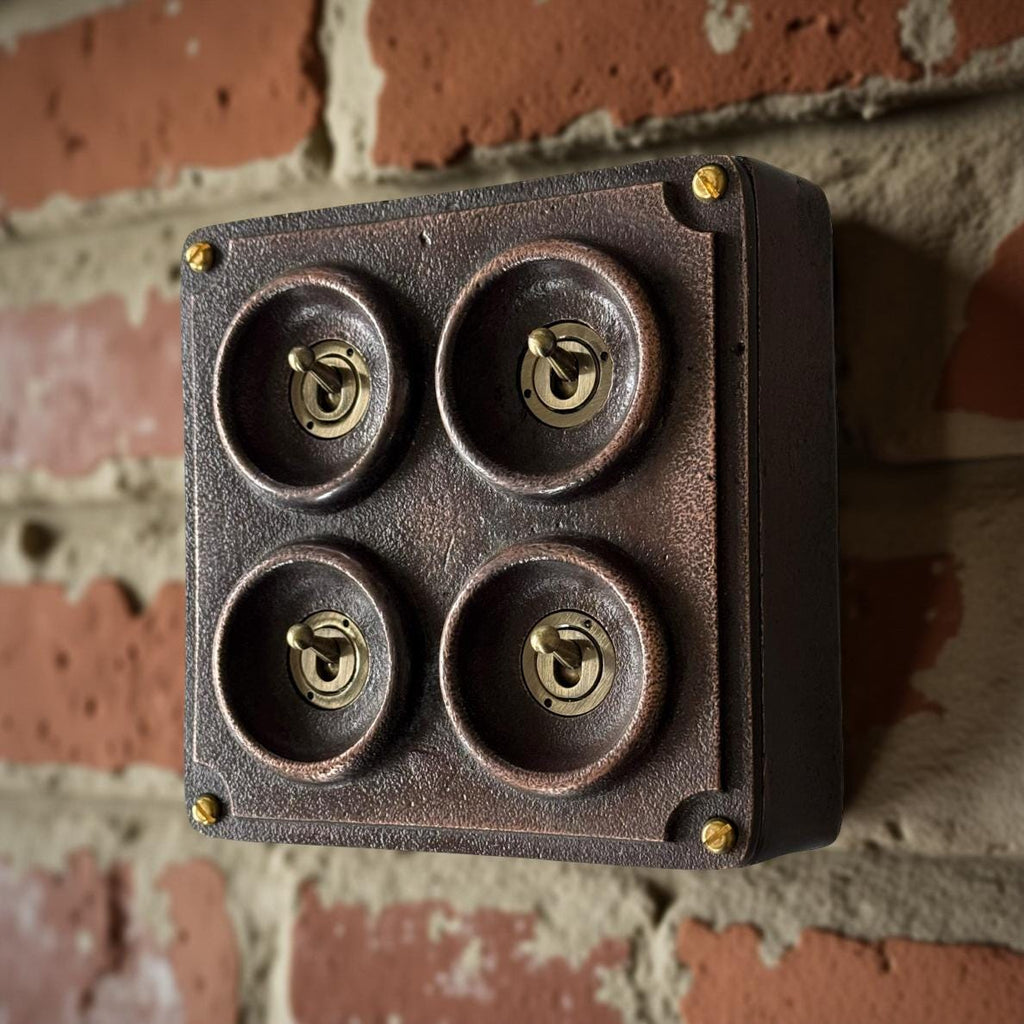 Antique Copper 4 Gang 2 Way Industrial Light Switch