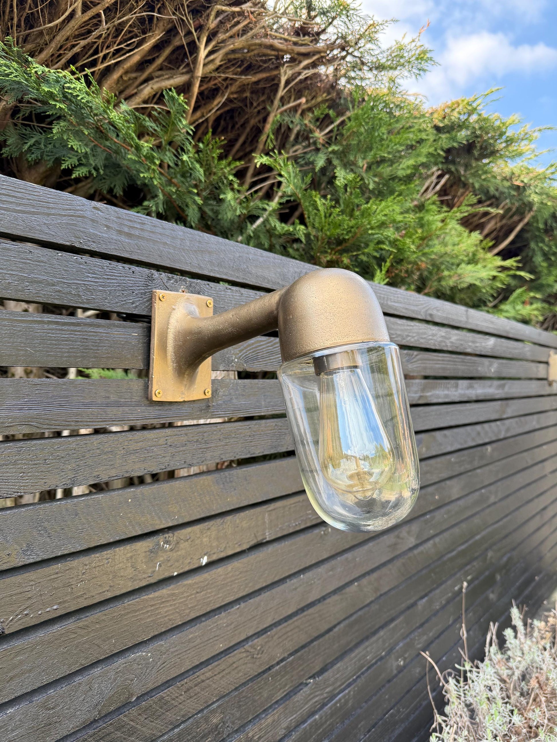 Raw Antique Brass Bulkhead Outdoor and Bathroom Sconce Wall Light