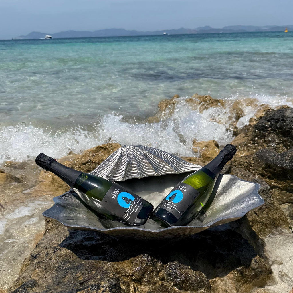 Clamshell Solid Champagne Ice Bucket Wine Cooler