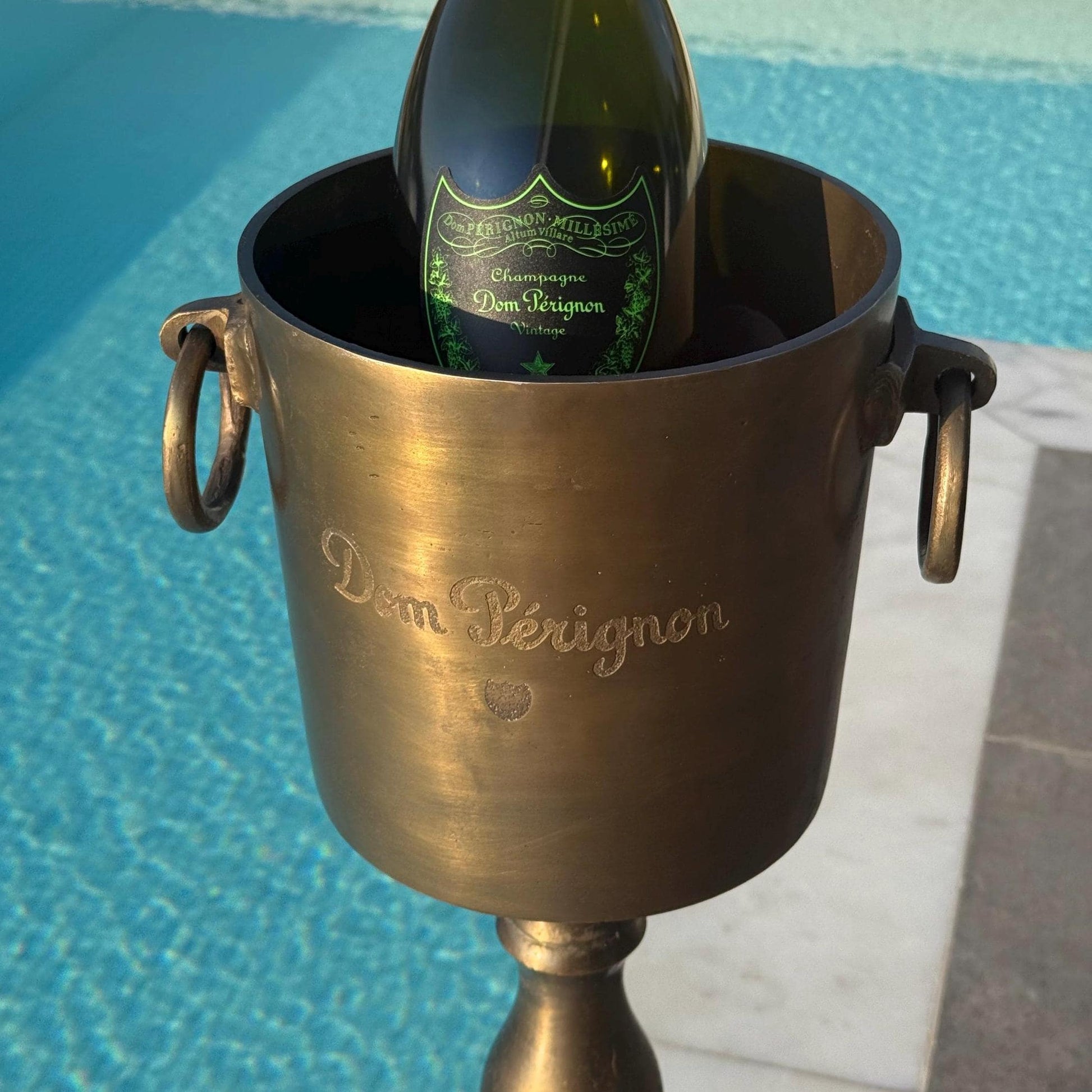 Antique Brass Champagne Ice Bucket Floor Standing Wine Cooler