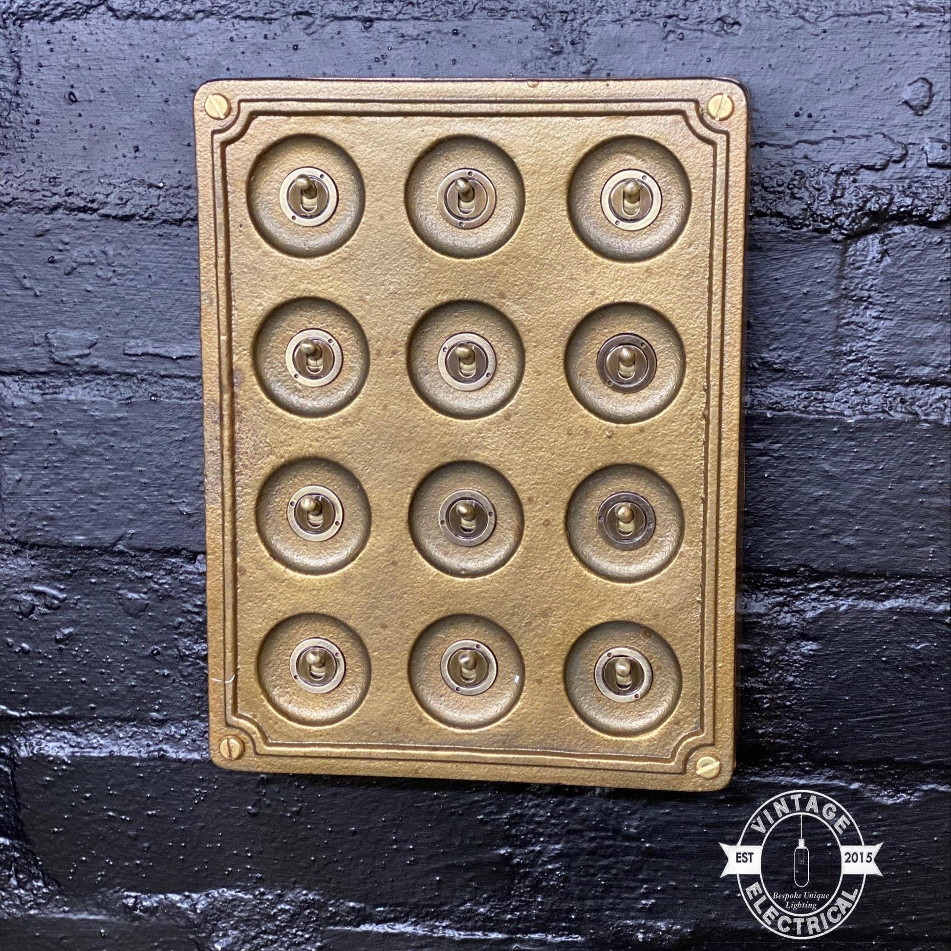 12 Gang 2 Way Bronze Cast Metal Surface Mount Light Switch Vintage Industrial