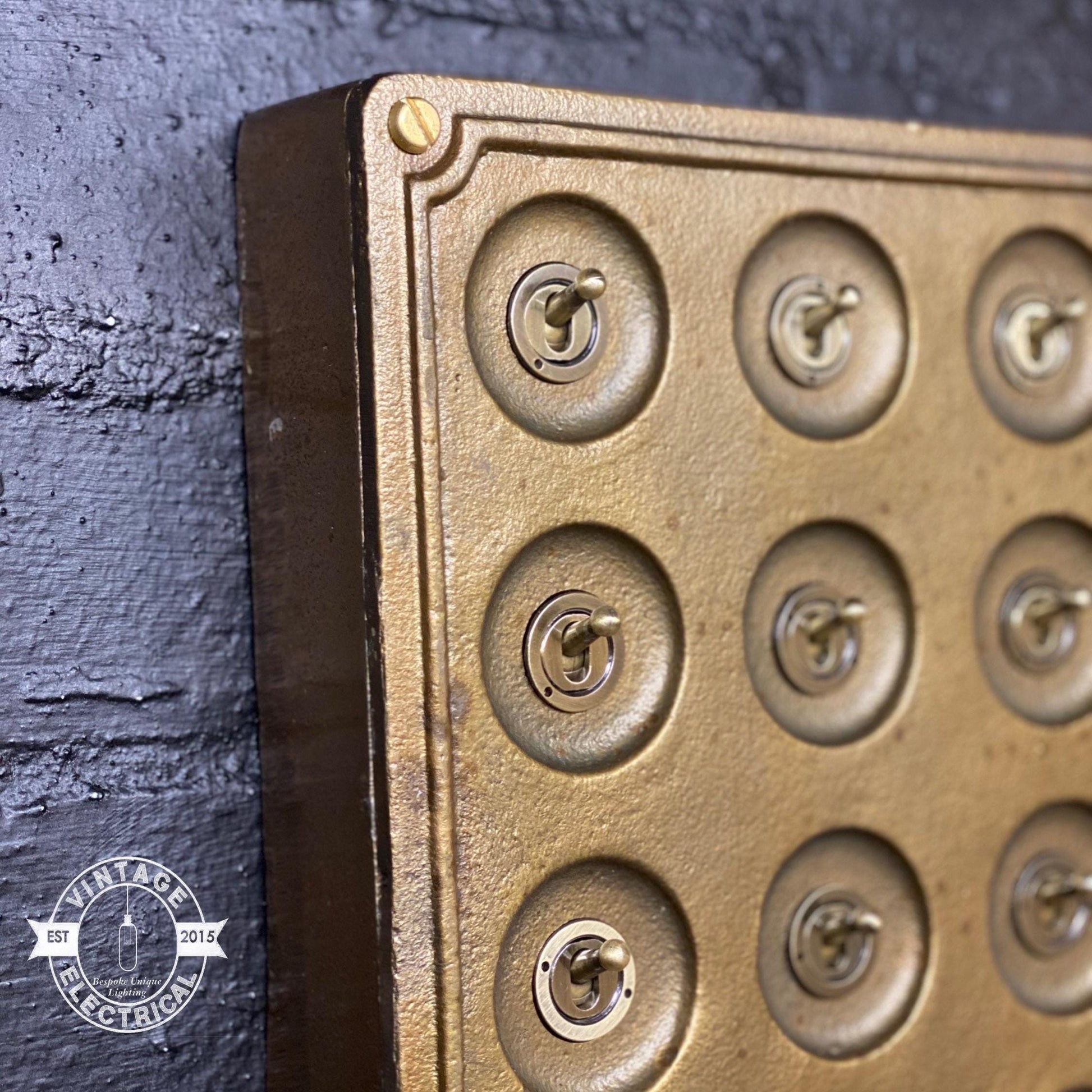 12 Gang 2 Way Bronze Cast Metal Surface Mount Light Switch Vintage Industrial