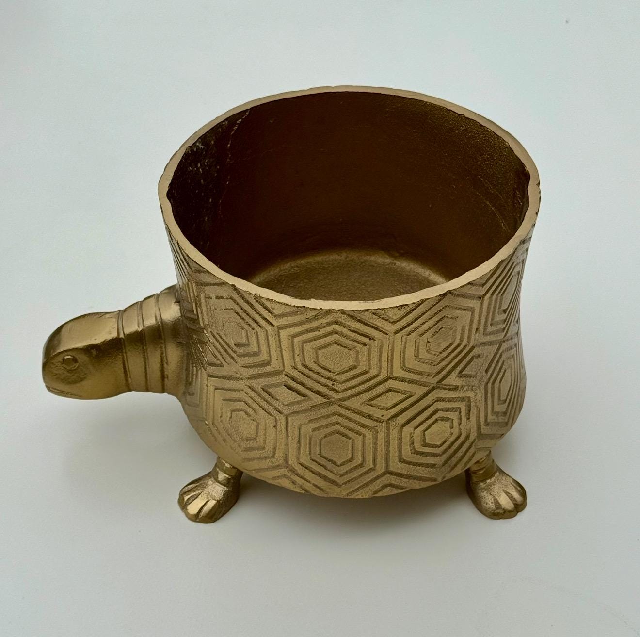 Tortoise Brass Metal Planter Pot for Succulents and Indoor Plants