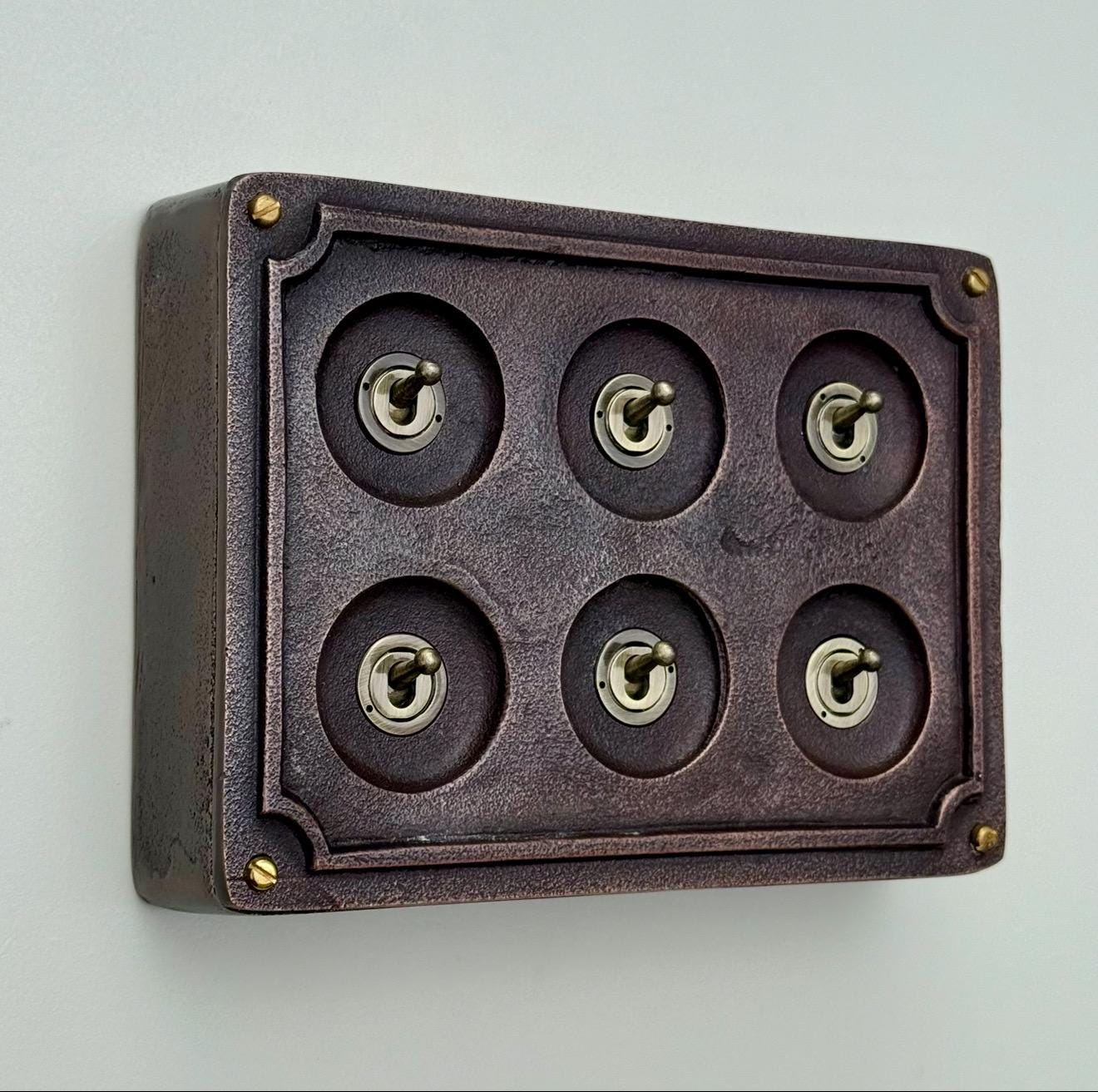 6 Gang 2 Way Antique Copper Light Switch Industrial Vintage Style