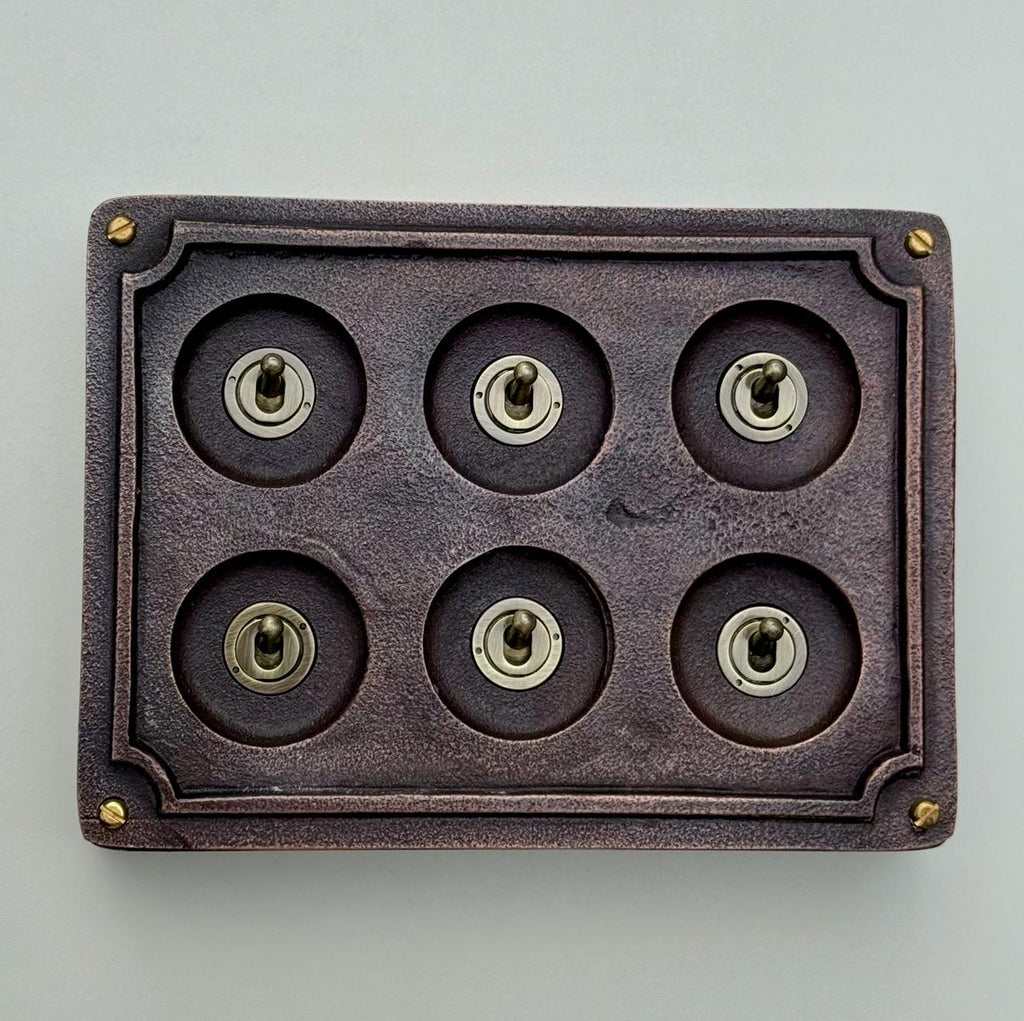 6 Gang 2 Way Antique Copper Light Switch Industrial Vintage Style
