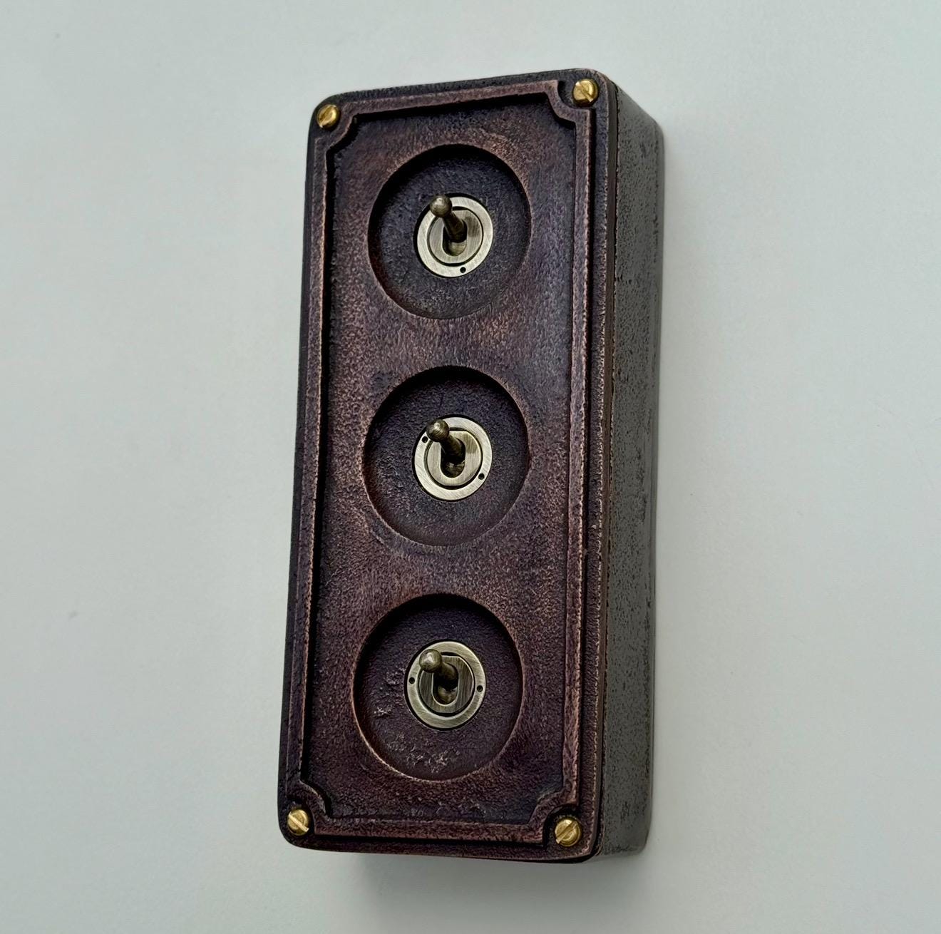 3 Gang 2 Way Vintage Light Switch in Antique Copper