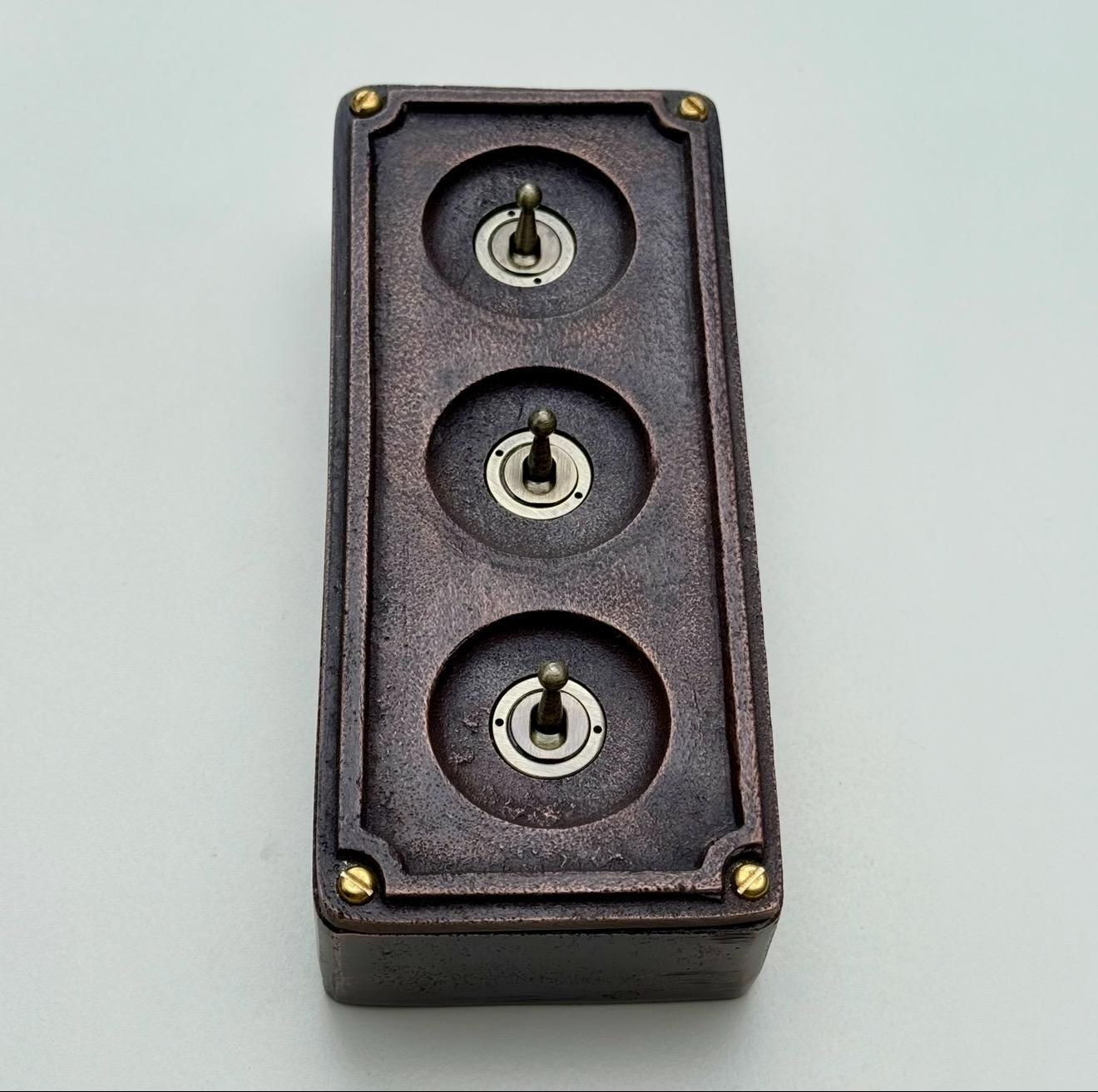 3 Gang 2 Way Vintage Light Switch in Antique Copper