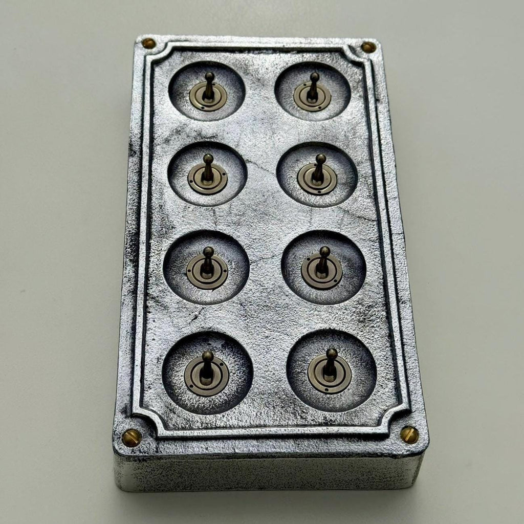 8 Gang 2 Way Industrial Cast Metal Light Switch Vintage