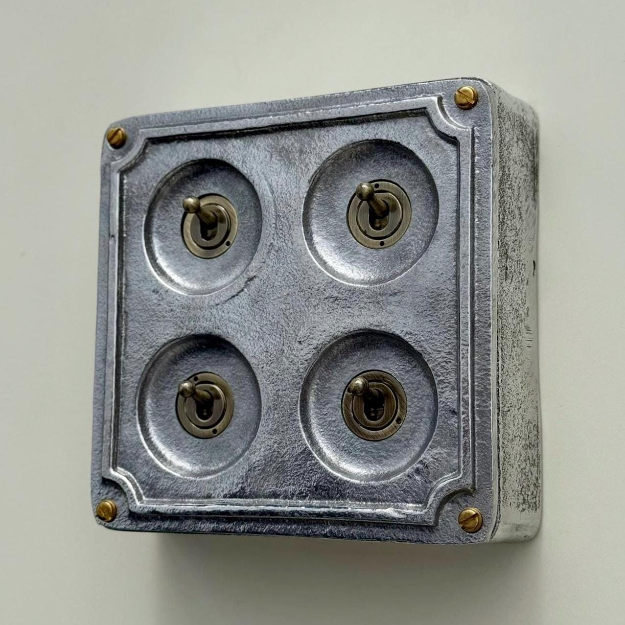 4 Gang 2 Way Cast Metal Surface Mount Light Switch Industrial Vintage