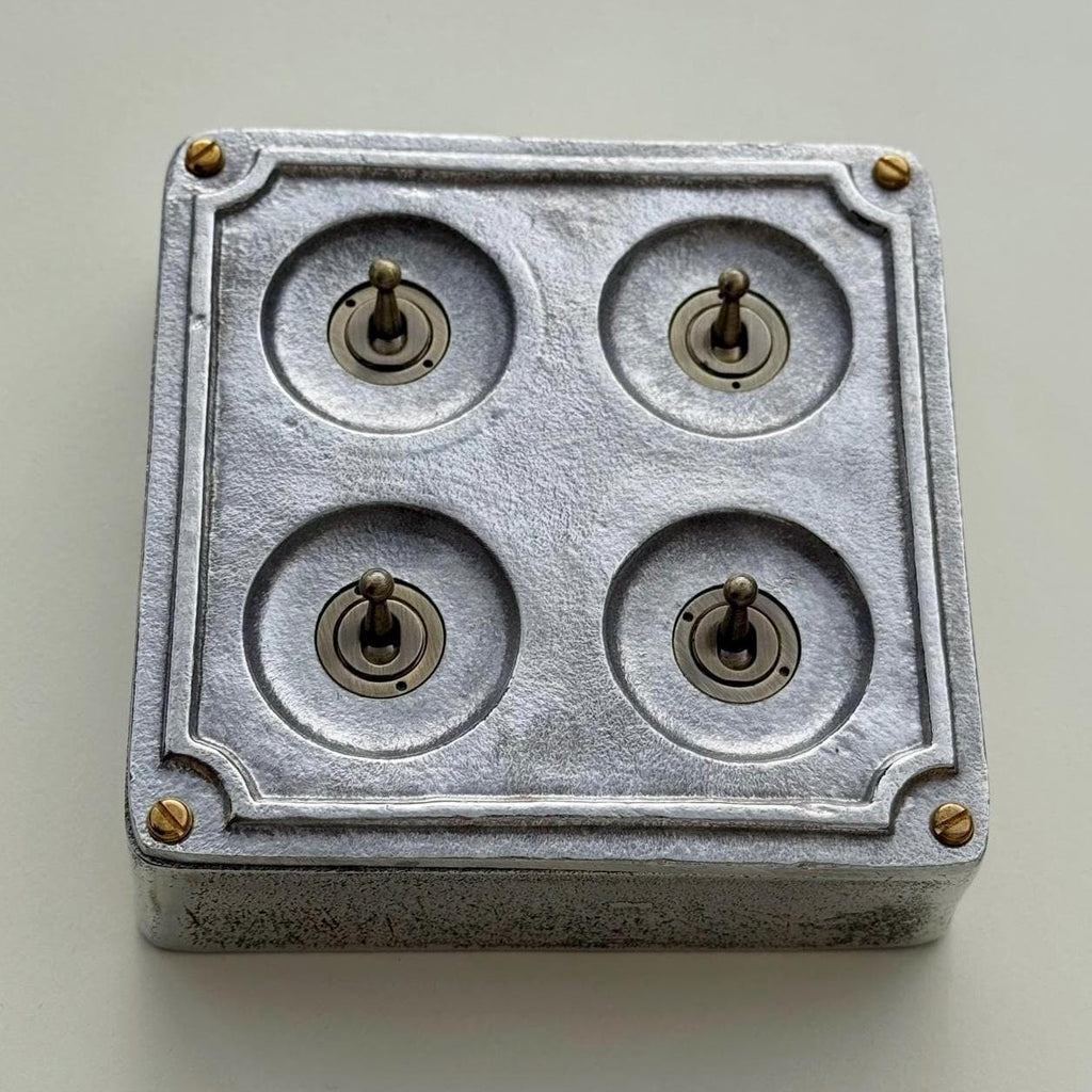 4 Gang 2 Way Cast Metal Surface Mount Light Switch Industrial Vintage