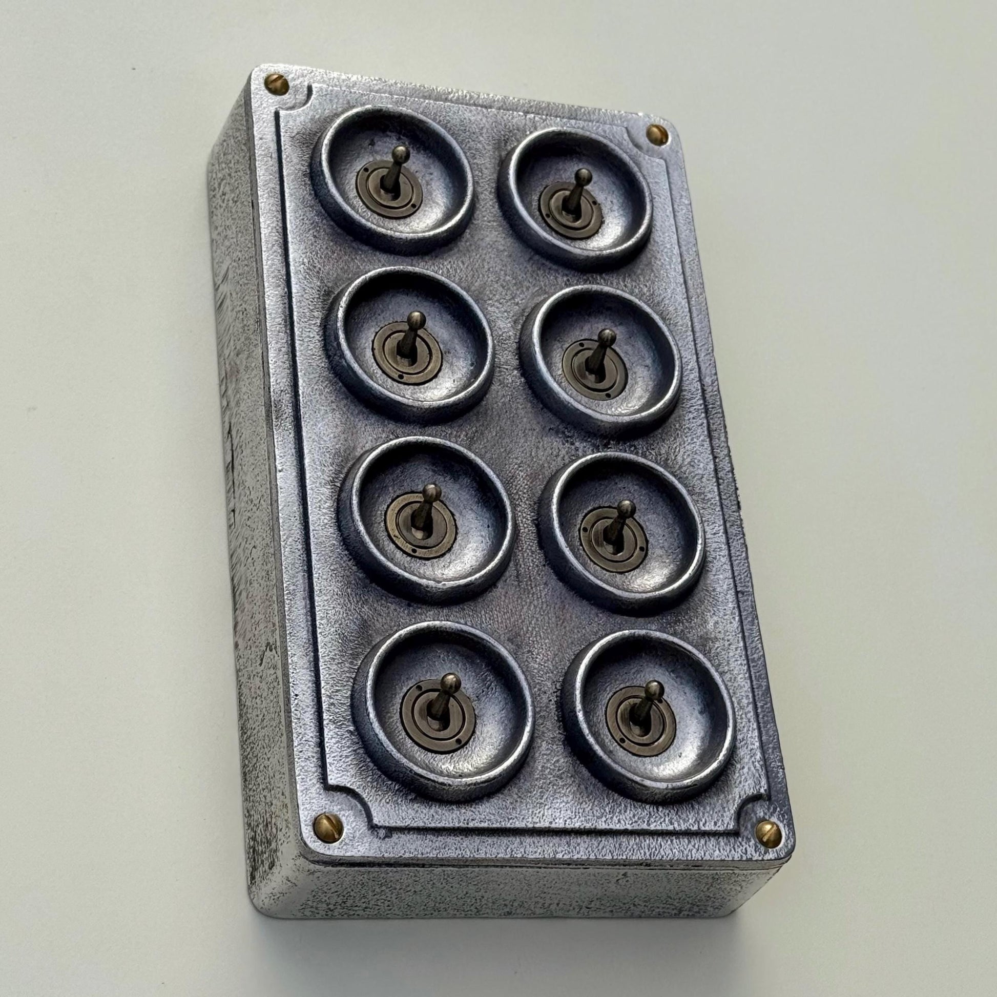 8 Gang 2 Way Solid Cast Metal Conduit Light Switch Industrial Vintage