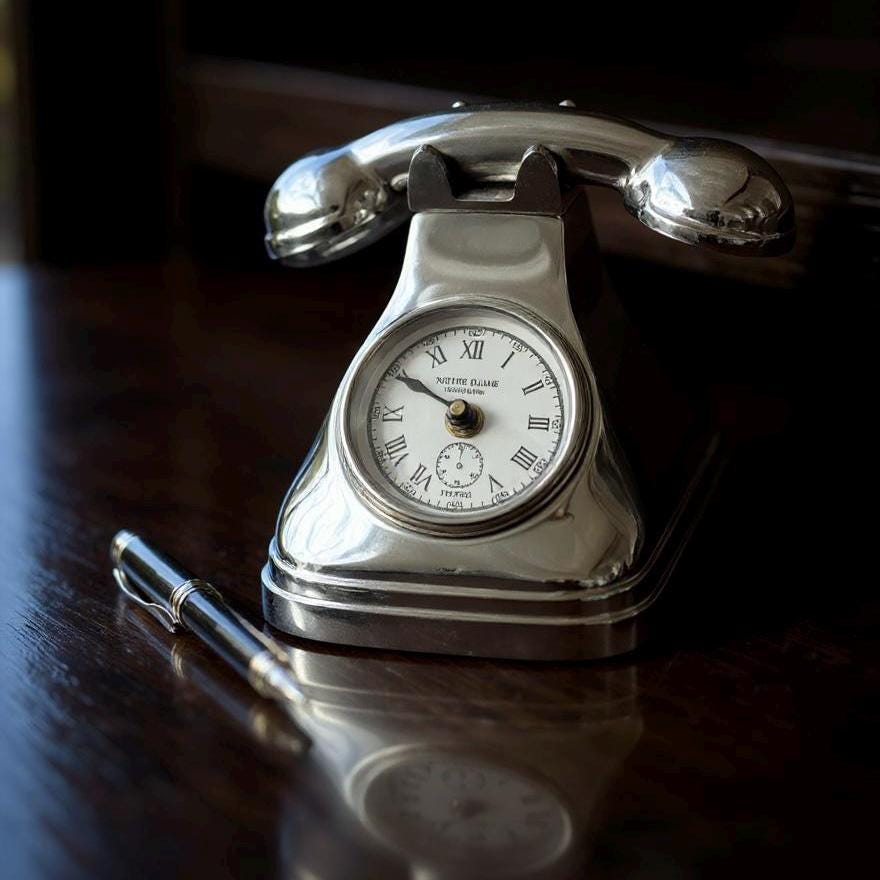 Vintage Telephone Clock with Roman Numerals Notre Dame Paris