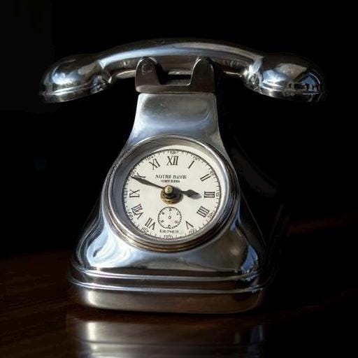 Vintage Telephone Clock with Roman Numerals Notre Dame Paris