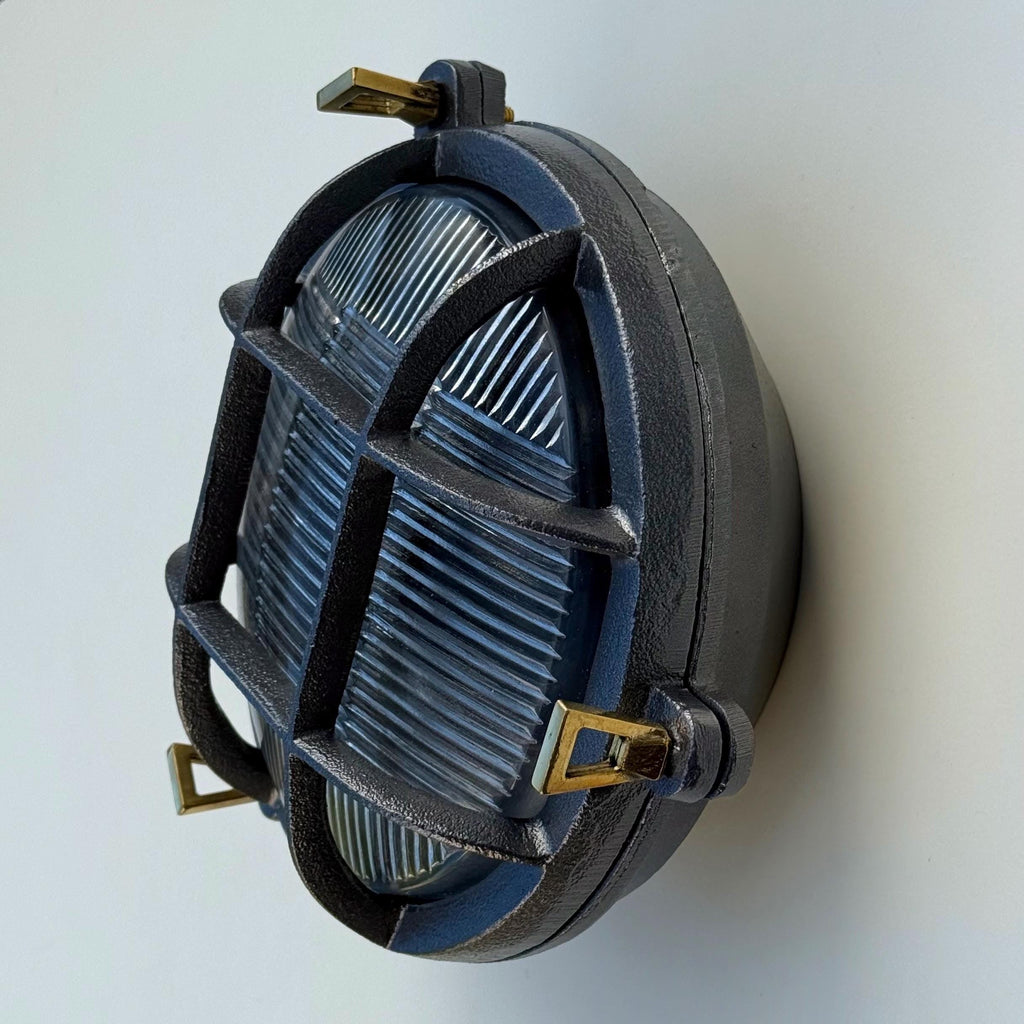 Cast Pewter Caged Nautical Bulkhead Wall Light