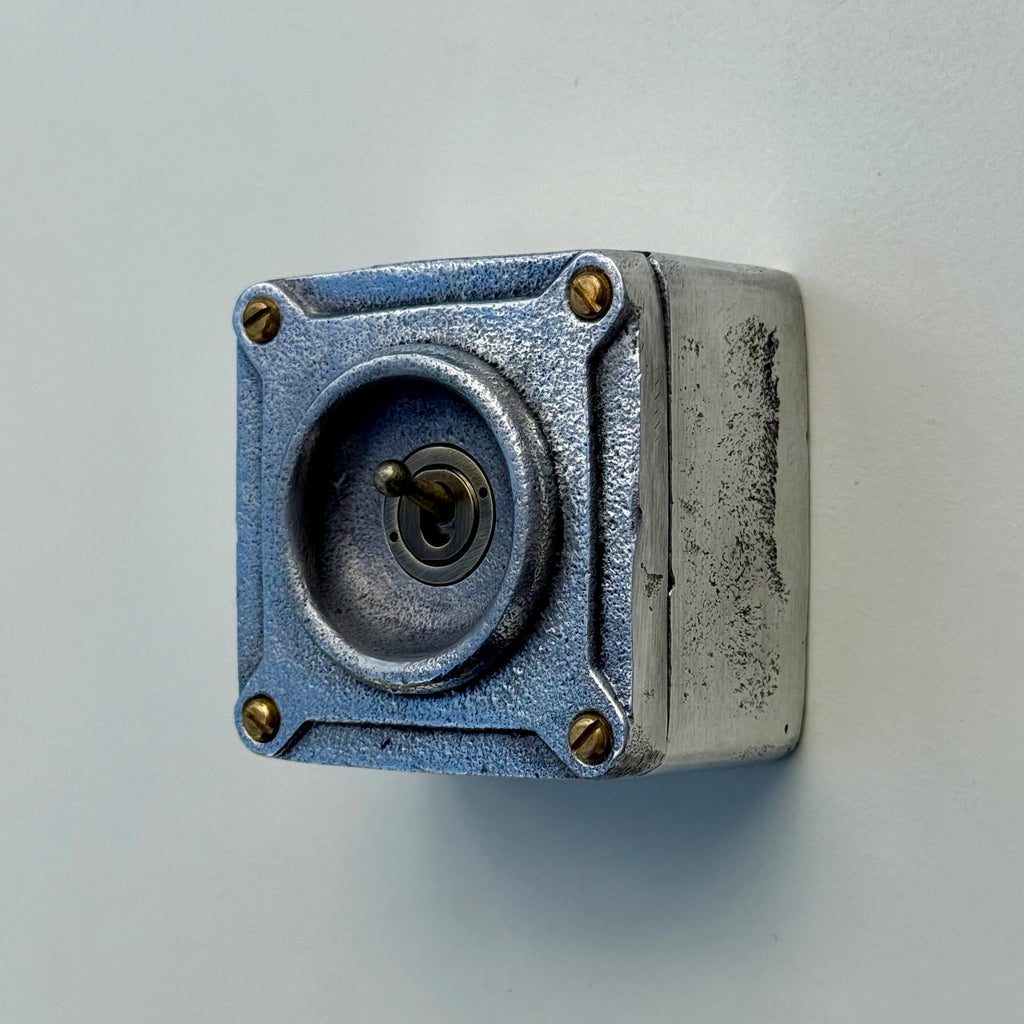 Single Gang Solid Metal Conduit Toggle Light Switch - Industrial Vintage Crabtree