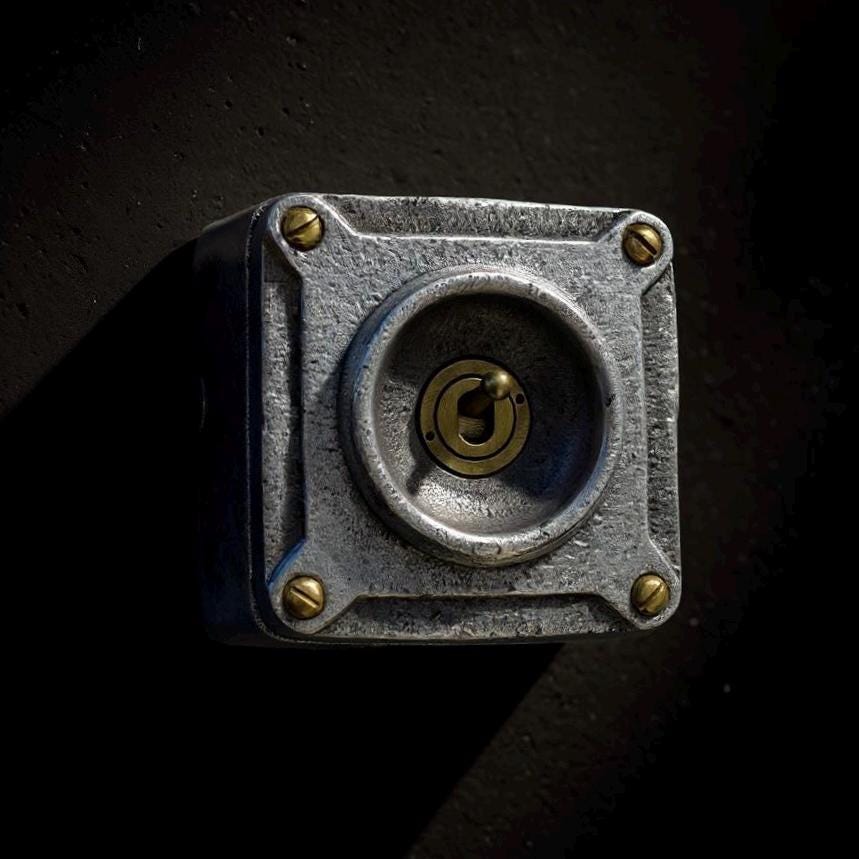 Single Gang Solid Metal Conduit Toggle Light Switch - Industrial Vintage Crabtree