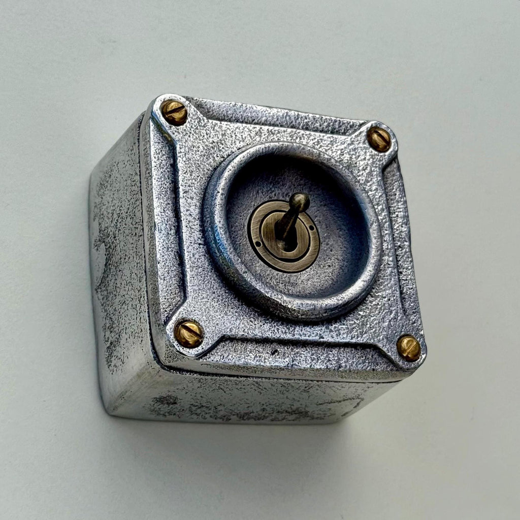 Single Gang Solid Metal Conduit Toggle Light Switch - Industrial Vintage Crabtree