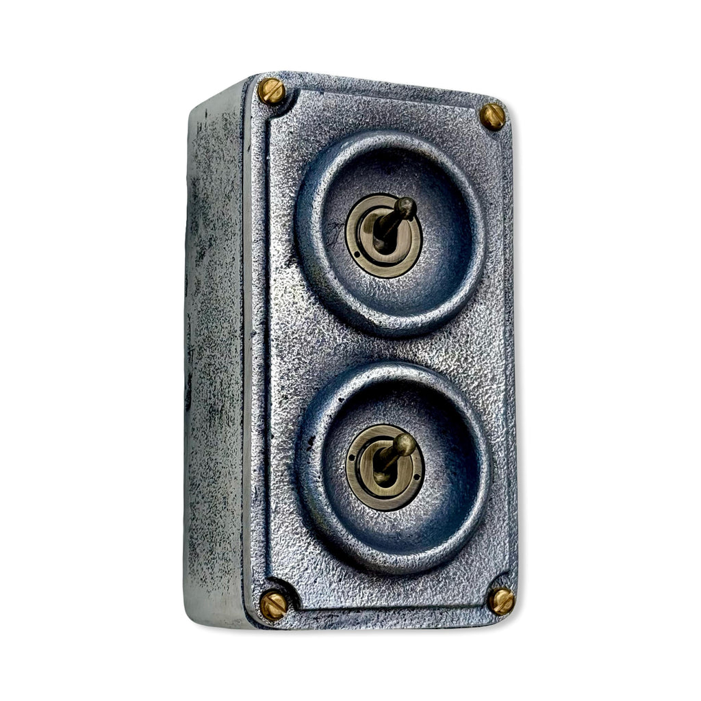 Double 2 Gang 2 Way Cast Metal Light Switch Industrial Vintage Style