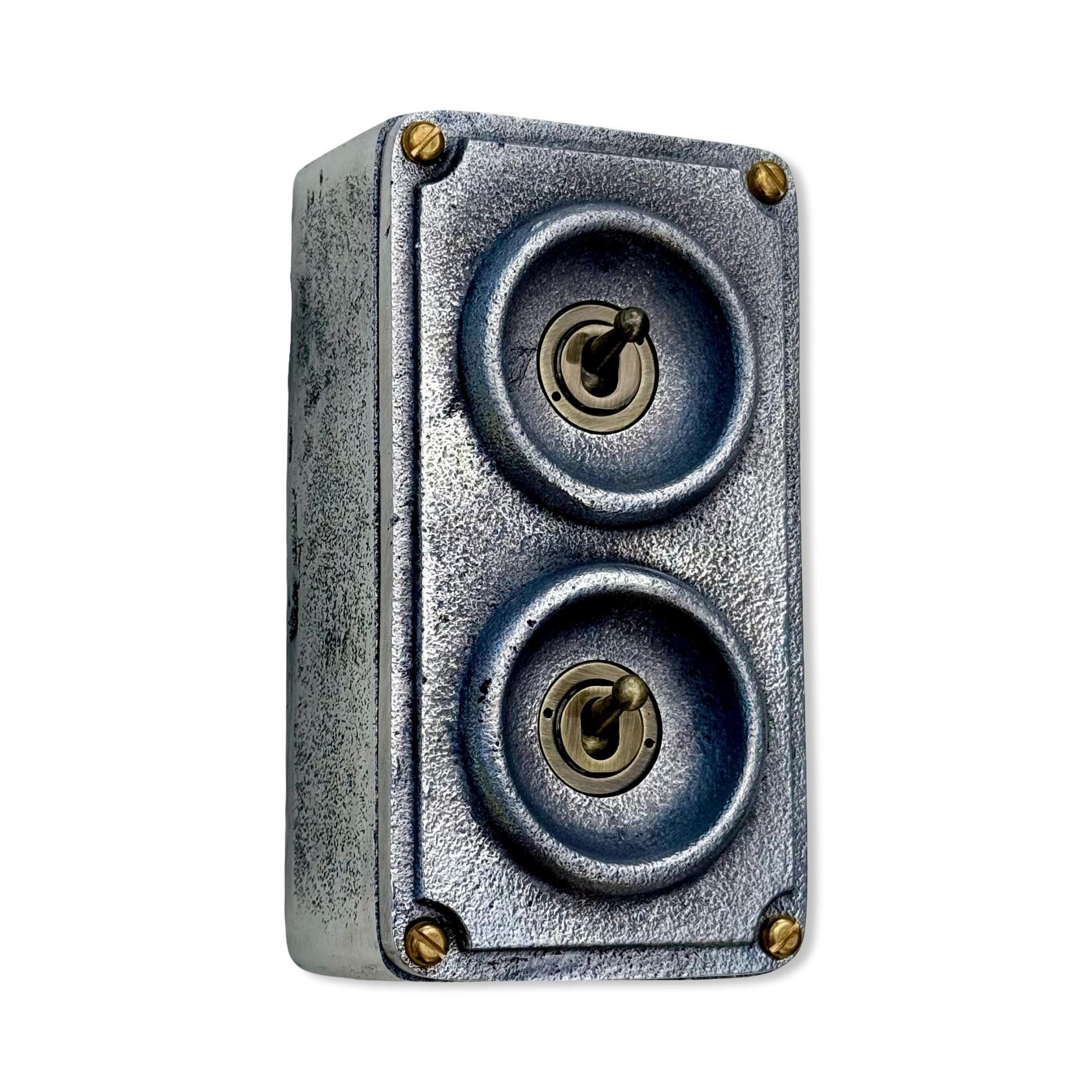 Double 2 Gang 2 Way Cast Metal Light Switch Industrial Vintage Style