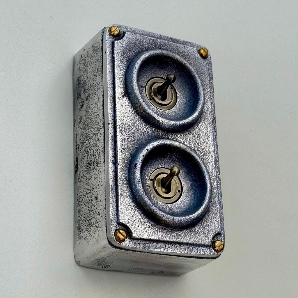 Double 2 Gang 2 Way Cast Metal Light Switch Industrial Vintage Style
