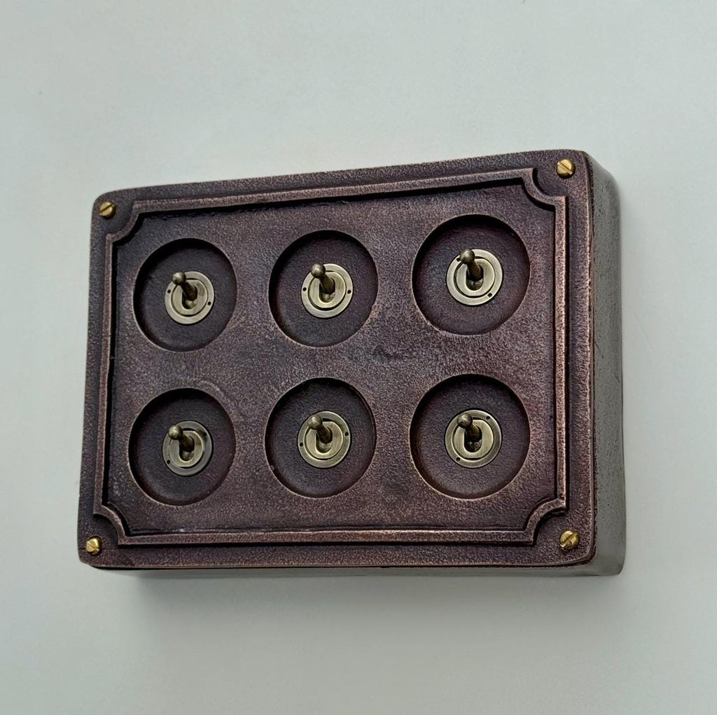 6 Gang 2 Way Antique Copper Light Switch Industrial Vintage Style