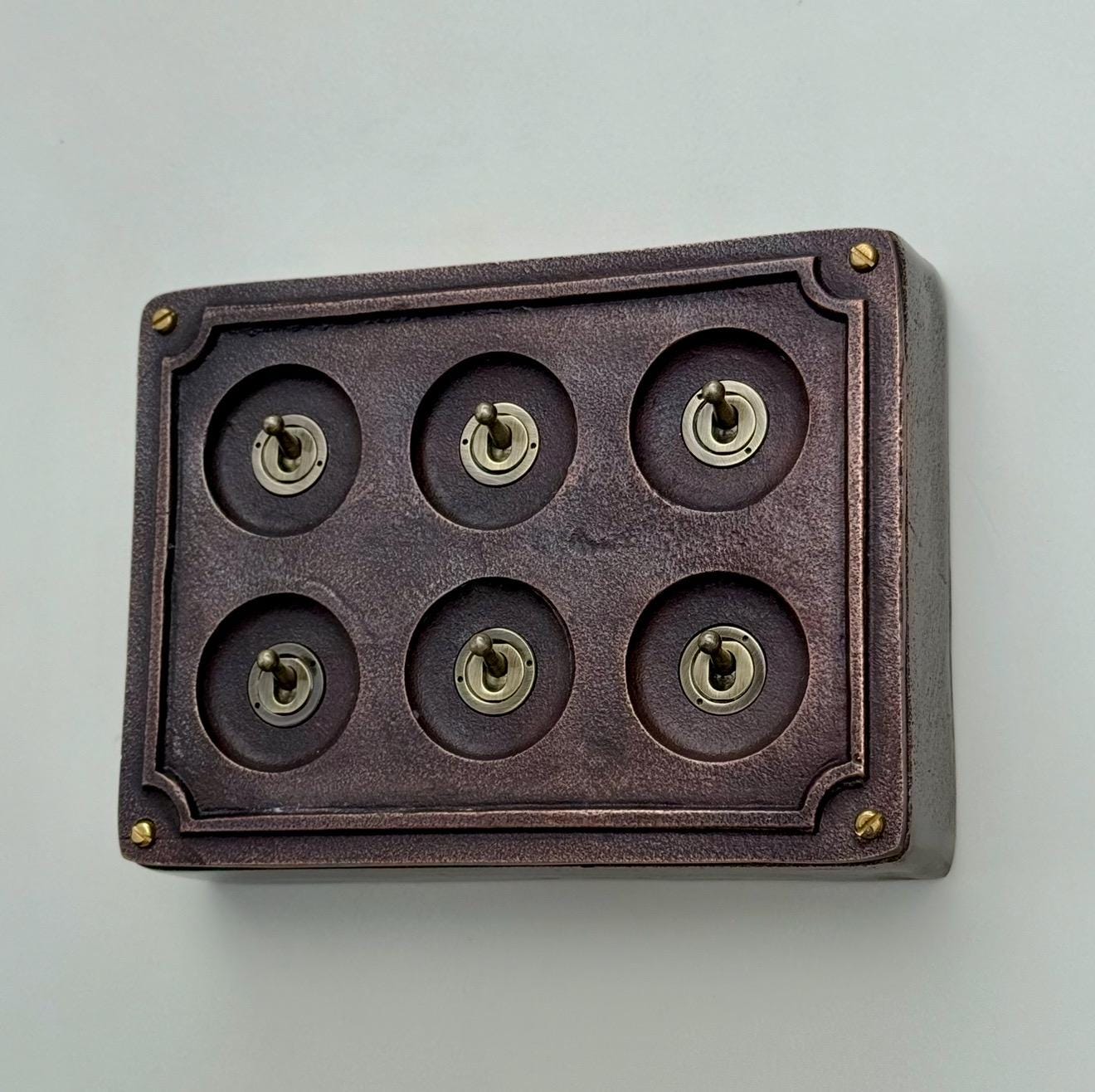6 Gang 2 Way Antique Copper Light Switch Industrial Vintage Style