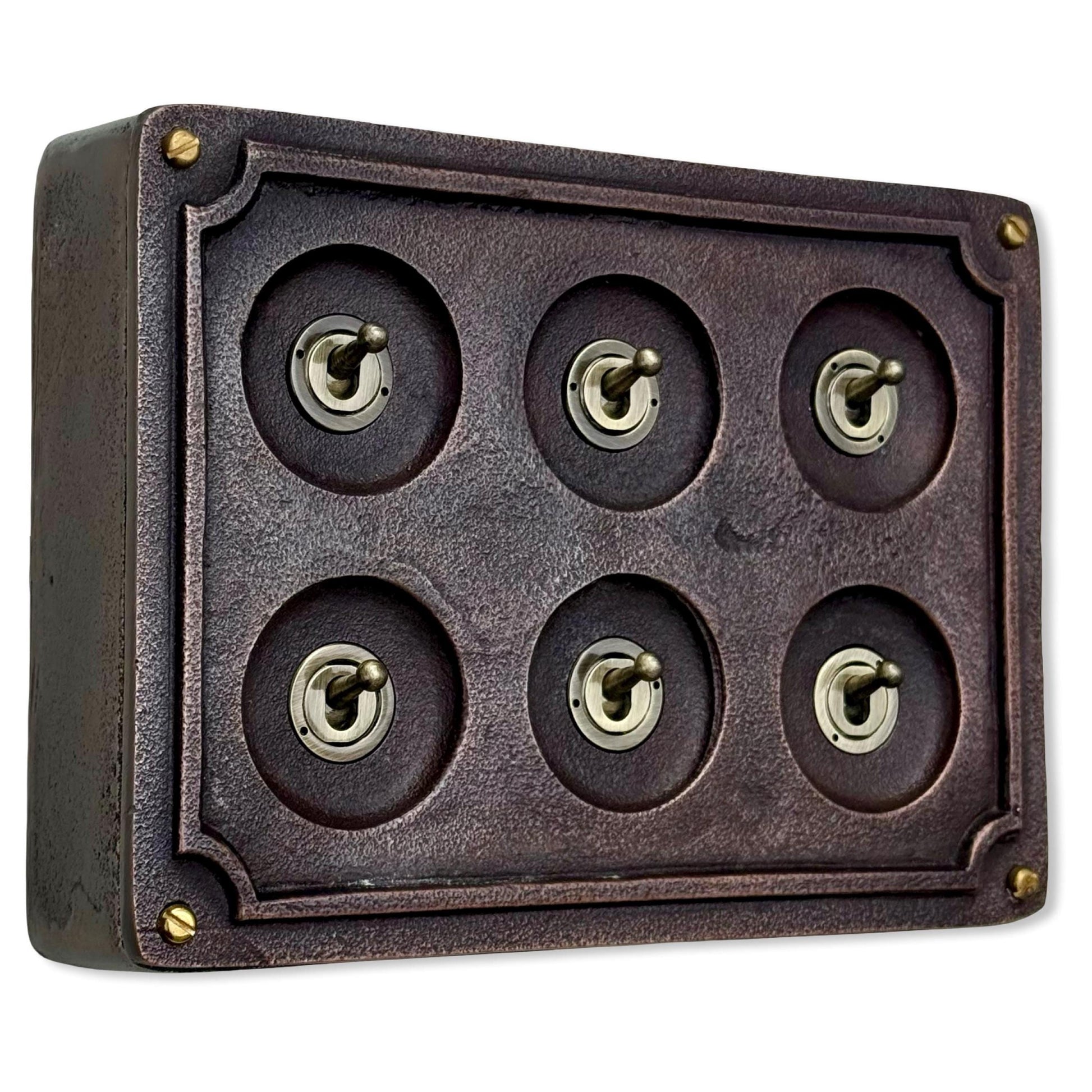 6 Gang 2 Way Antique Copper Light Switch Industrial Vintage Style