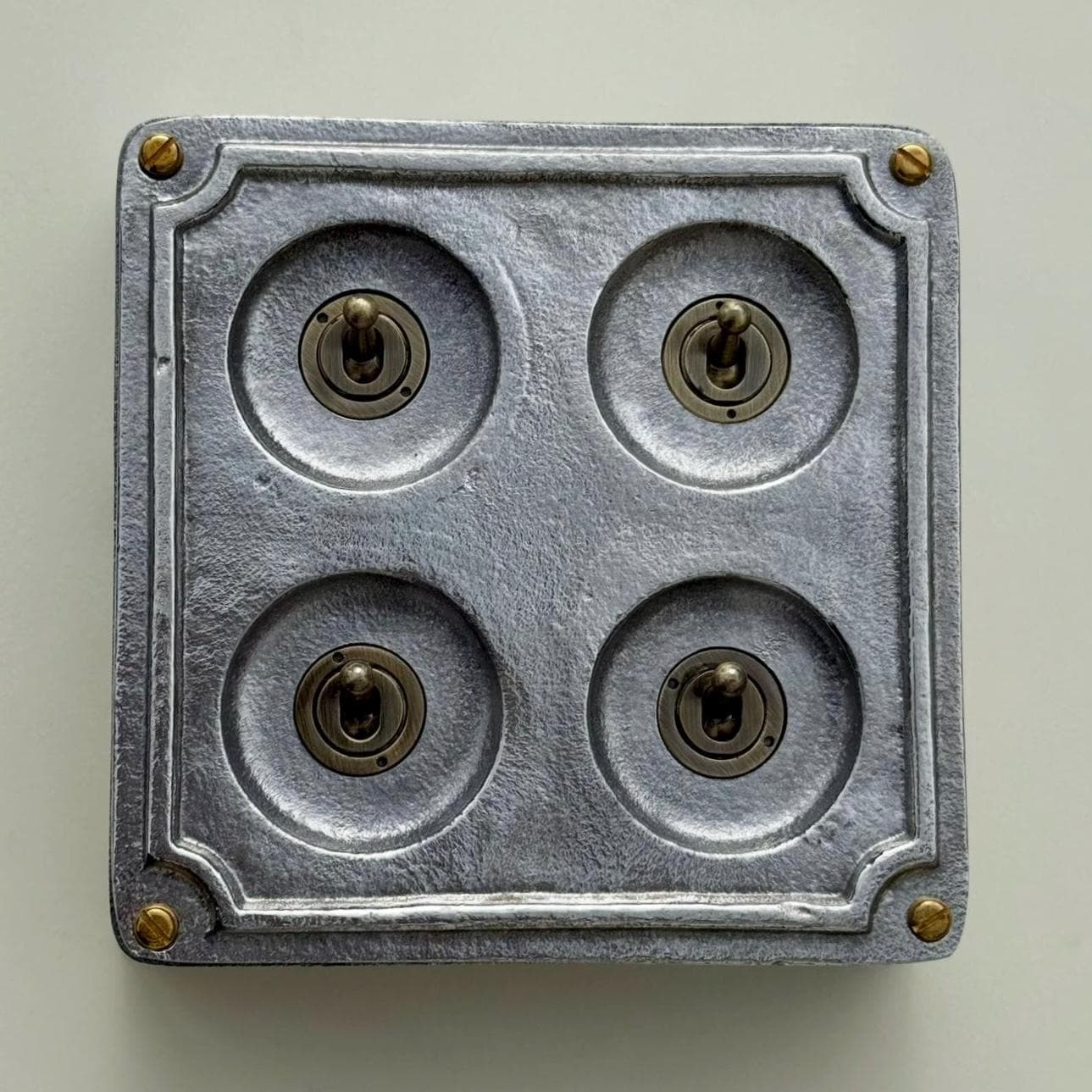 4 Gang 2 Way Cast Metal Surface Mount Light Switch Industrial Vintage