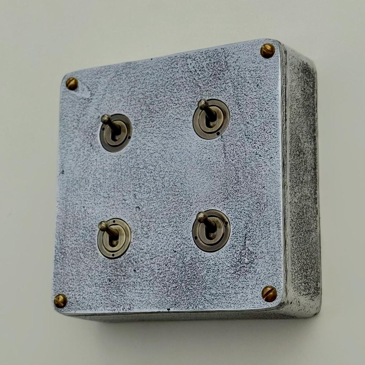 Four Gang Two Way Industrial Vintage Cast Metal Light Switch