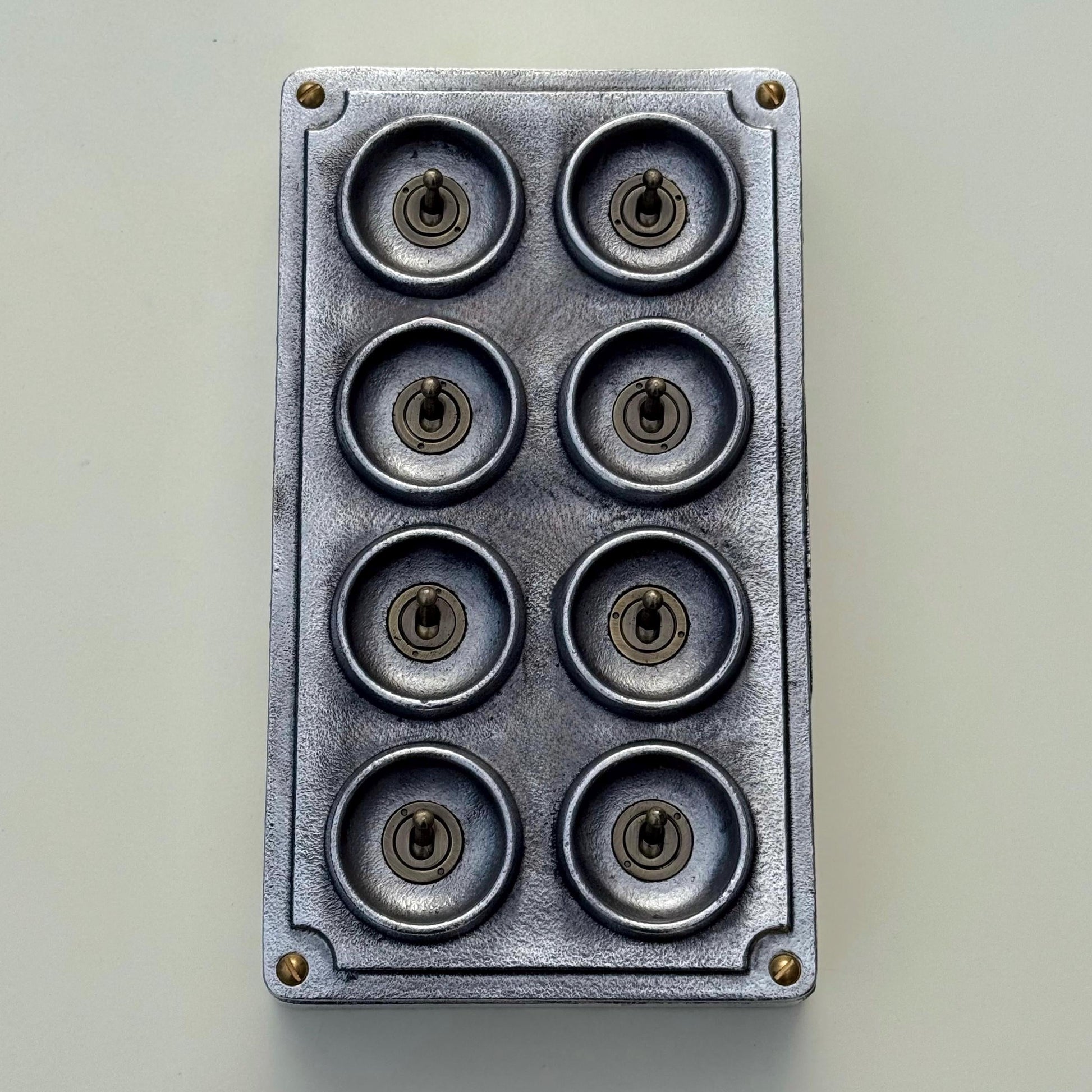 8 Gang 2 Way Solid Cast Metal Conduit Light Switch Industrial Vintage