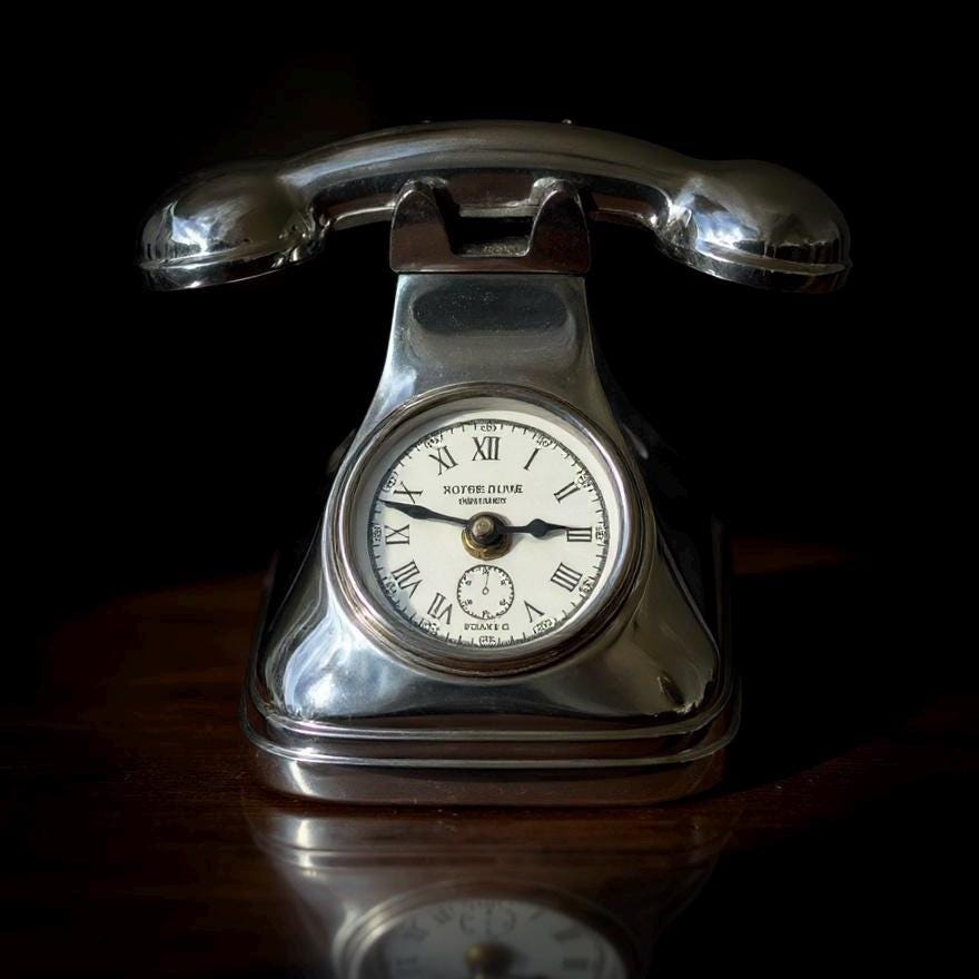 Vintage Telephone Clock with Roman Numerals Notre Dame Paris