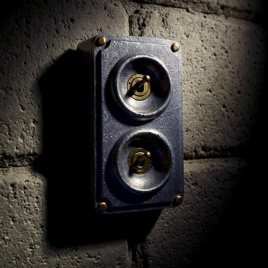Double 2 Gang 2 Way Cast Metal Light Switch Industrial Vintage Style