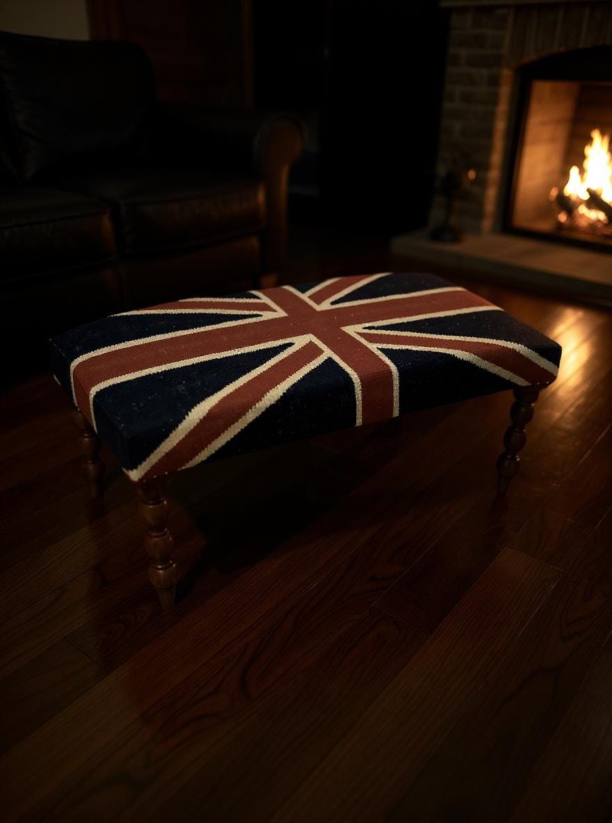 Union Jack Flag Bench Ottoman Vintage Style Floor Standing Pouf