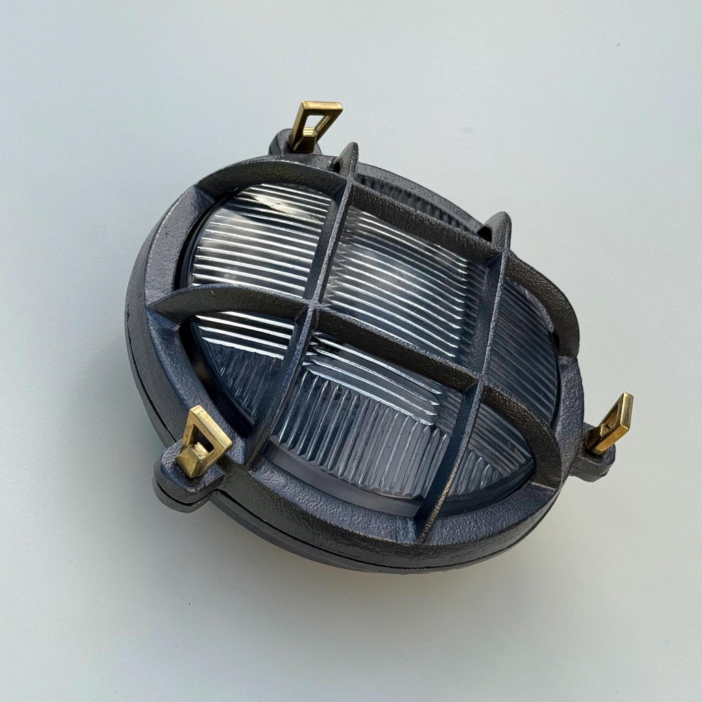 Cast Pewter Caged Nautical Bulkhead Wall Light