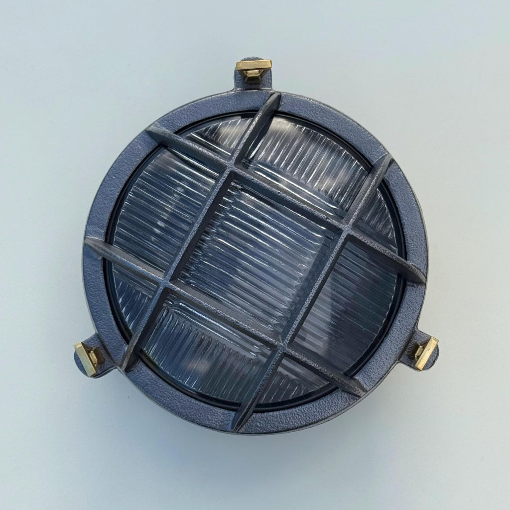 Cast Pewter Caged Nautical Bulkhead Wall Light
