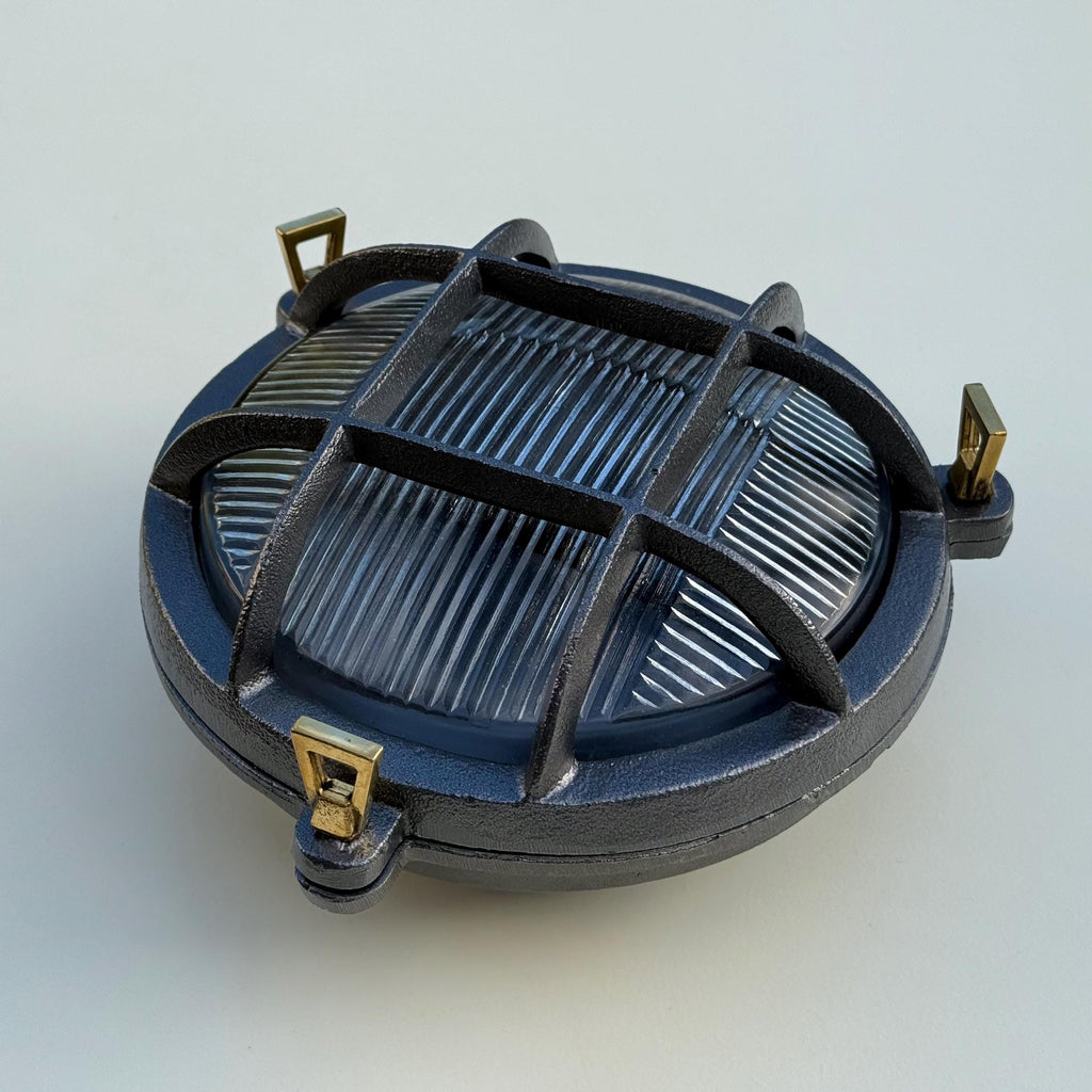 Cast Pewter Caged Nautical Bulkhead Wall Light