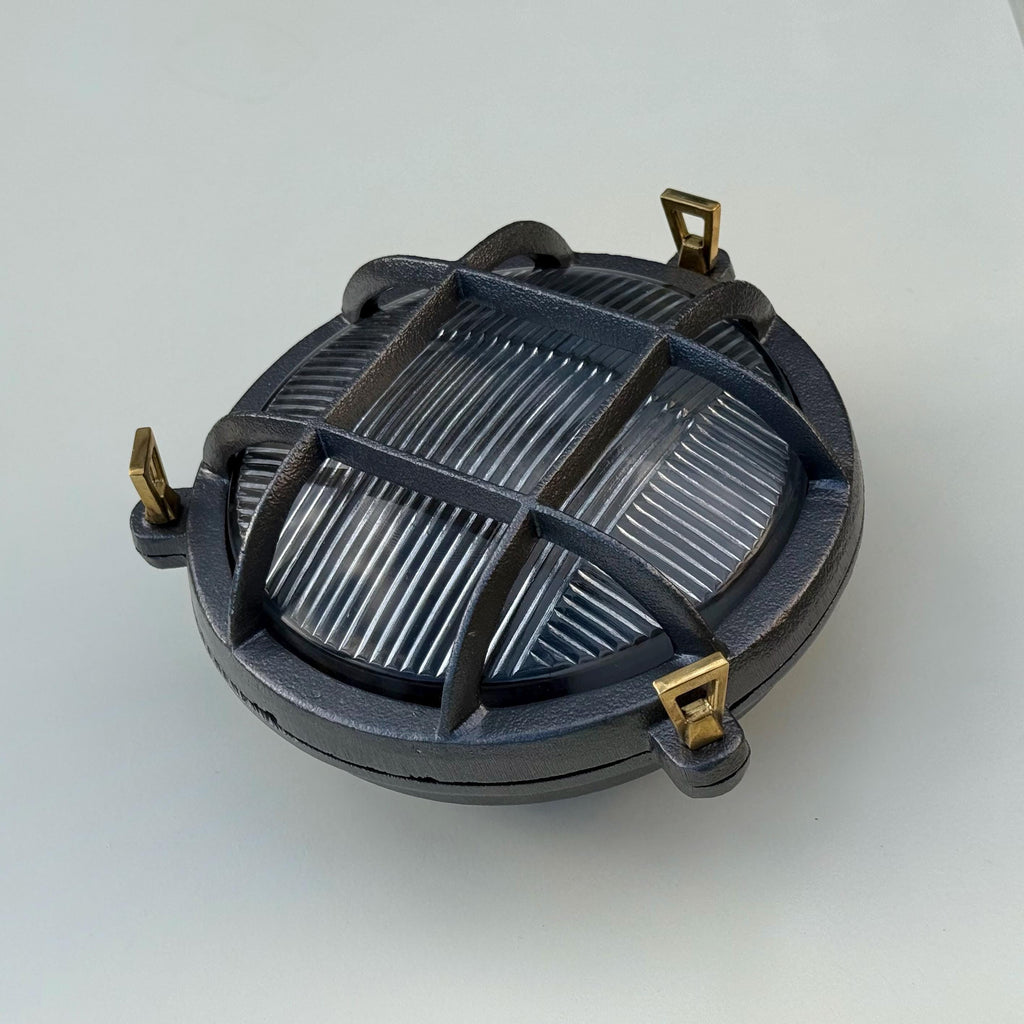 Cast Pewter Caged Nautical Bulkhead Wall Light