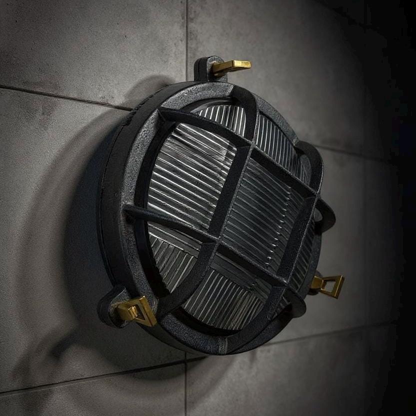 Cast Pewter Caged Nautical Bulkhead Wall Light